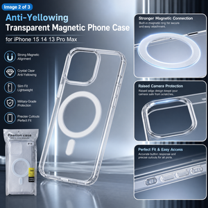 Custodia Magnetica Trasparente Anti-Ingiallimento Personalizzabile per iPhone 15 14 13 Pro Max, Cover Protettiva Sottile - Product Image 3