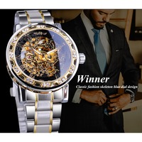 Winner Transparente Modische Leuchtende Uhr mit Zahnradwerk Königliches Design Herren Top-Marke Luxus Mechanische Armbanduhr