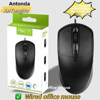 Mouse Optik USB Berkabel 3D Hitam Murah, Ergonomis, Tahan Air, untuk Bisnis & Kantor, dengan Logo Kustom, Stok Tersedia, 3 Tombol, Dapat Diisi Ulang