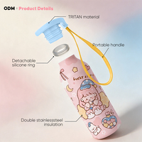Bouteille d'eau isotherme en acier inoxydable de 15 oz, minimaliste, mate, anti-fuite, réutilisable pour la salle de sport, la randonnée, les voyages, l'école