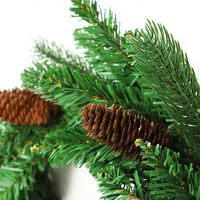 Karangan Bunga Natal Buatan Tangan 50cm, Kerucut Pinus Sutra, Daun Campuran, Ramah Lingkungan, Tahan Api, Dekorasi Dinding Pintu Depan Modern