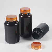 Luxe Noir Gel Pilule Bouteille Capsule Bouteille En Plastique Vert Vitamine Médecine Bouteille Emballage De Soins Personnels Avec Bouchon À Vis
