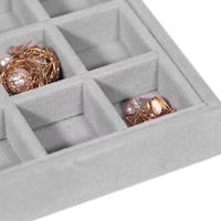 Boîte de rangement portable et élégante pour bijoux, présentoir, organisateur de tiroirs de commode et de placard, empilable, en velours