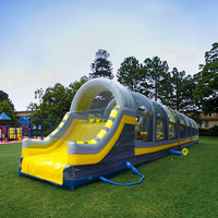 Château gonflable pour enfants de 4*24m, pour usage commercial en extérieur, en PVC, facile à installer