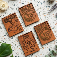 Aimant de réfrigérateur 3D en bois naturel de haute qualité, décoratif, peint à la main, motif floral animalier artistique et coloré, accessoire de cuisine
