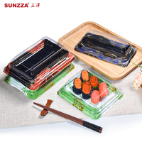 Emballage alimentaire jetable en plastique PET Sunzza pour sushis, boîte à emporter avec design personnalisé
