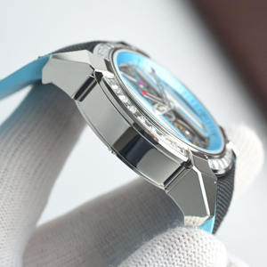Reloj de pulsera para hombre con tourbillon, esfera transparente, caja de acero inoxidable con bisel incrustado de moissanita de alta calidad, correa de caucho - Product Image 3