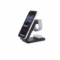 Support de chargeur sans fil pliable 3 en 1 avec ventilateur de refroidissement pour iPhone 18-12, AirPods et Apple & Samsung Watch
