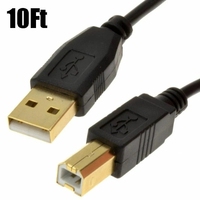 Câble d'imprimante/scanner haute vitesse USB 2.0 A vers B plaqué or de qualité supérieure de 10 pieds