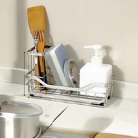 Égouttoir à éponge double niveau en acier inoxydable, non pliable, pour cuisine, étagère de rangement multifonctionnelle pour comptoir, pour vaisselle