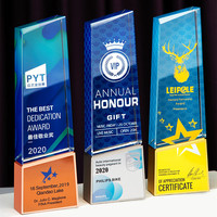 Trophée en cristal personnalisé imprimé UV, récompense d'honneur pour partenaires d'entreprise et d'affaires