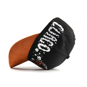 BSCI vente en gros chapeau de papa personnalisé unisexe casquette de baseball structurée à bord en daim de haute qualité avec logo brodé à la main - Product Image 4