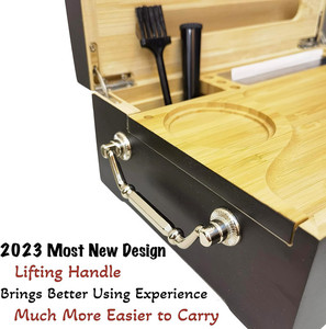 Juego de caja de almacenamiento de hierbas de bambú Premium decorativa grande, Kit de bandeja rodante, bolsa a prueba de olores, caja de alijo con cerradura y luz Led - Product Image 3