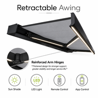 Auvent rétractable motorisé durable à cassette complète, imperméable, en aluminium, pour balcon et terrasse, avec télécommande LED WiFi