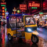 Tuk Tuk à essence 200cc avec batterie MSDS 32Ah, tricycle taxi à 3 roues pour passagers, capacité de charge de 1000 kg, vitesse maximale de 60 km/h
