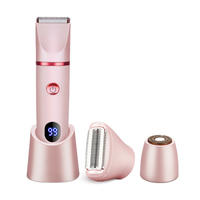 Tondeuse pour femmes Wet Dry à lames arrondies, douce, sans tiraillement, avec peignes guides, longueur réglable, étanche, rechargeable par USB, pour cheveux longs