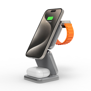 Supporto per caricabatterie Wireless magnetico pieghevole in alluminio 15W <span class=keywords><strong>caricatore</strong></span> rapido intelligente funzione PD <span class=keywords><strong>compatibile</strong></span> <span class=keywords><strong>iPhone</strong></span> 16 15 auricolari orologi - Product Image 4