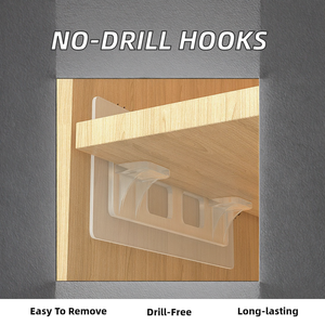 Support d'étagère de cuisine robuste avec couche adhésive sans couture, fixation sans perçage, support fixe pour planche, <span class=keywords><strong>crochet</strong></span> unique, outils fonctionnels - Product Image 2