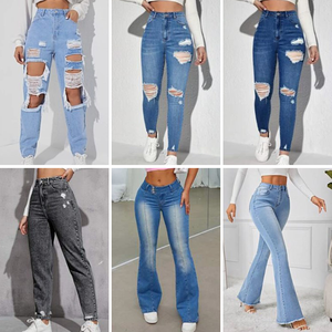 2025 all'ingrosso <span class=keywords><strong>Jeans</strong></span> Casual <span class=keywords><strong>Sexy</strong></span> a vita alta aderenti da donna <span class=keywords><strong>Jeans</strong></span> larghi misti spedizione casuale - Product Image 4