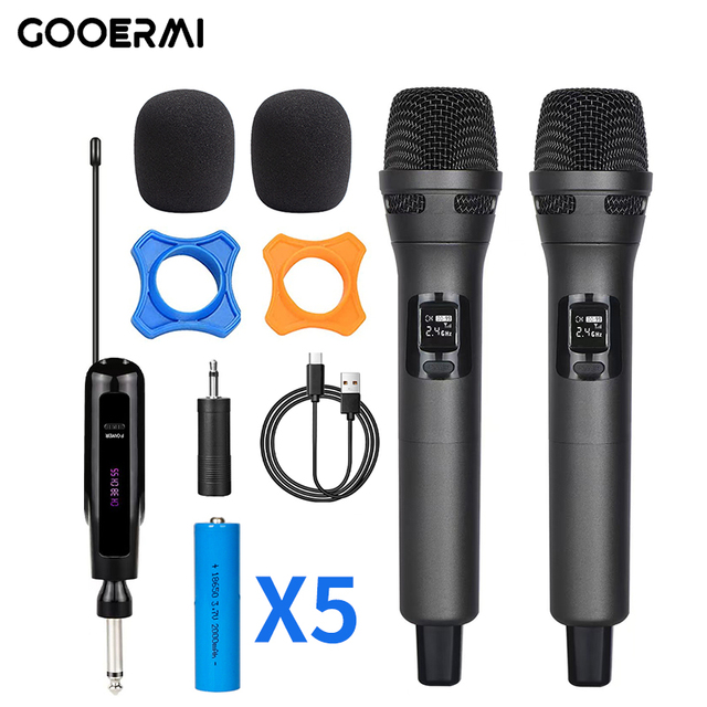 MIM-LV4 Professional Wireless 2.4g Microphone 2 Channels Chargeable Handheld Mic Microphone Speaker for Party Karaoke