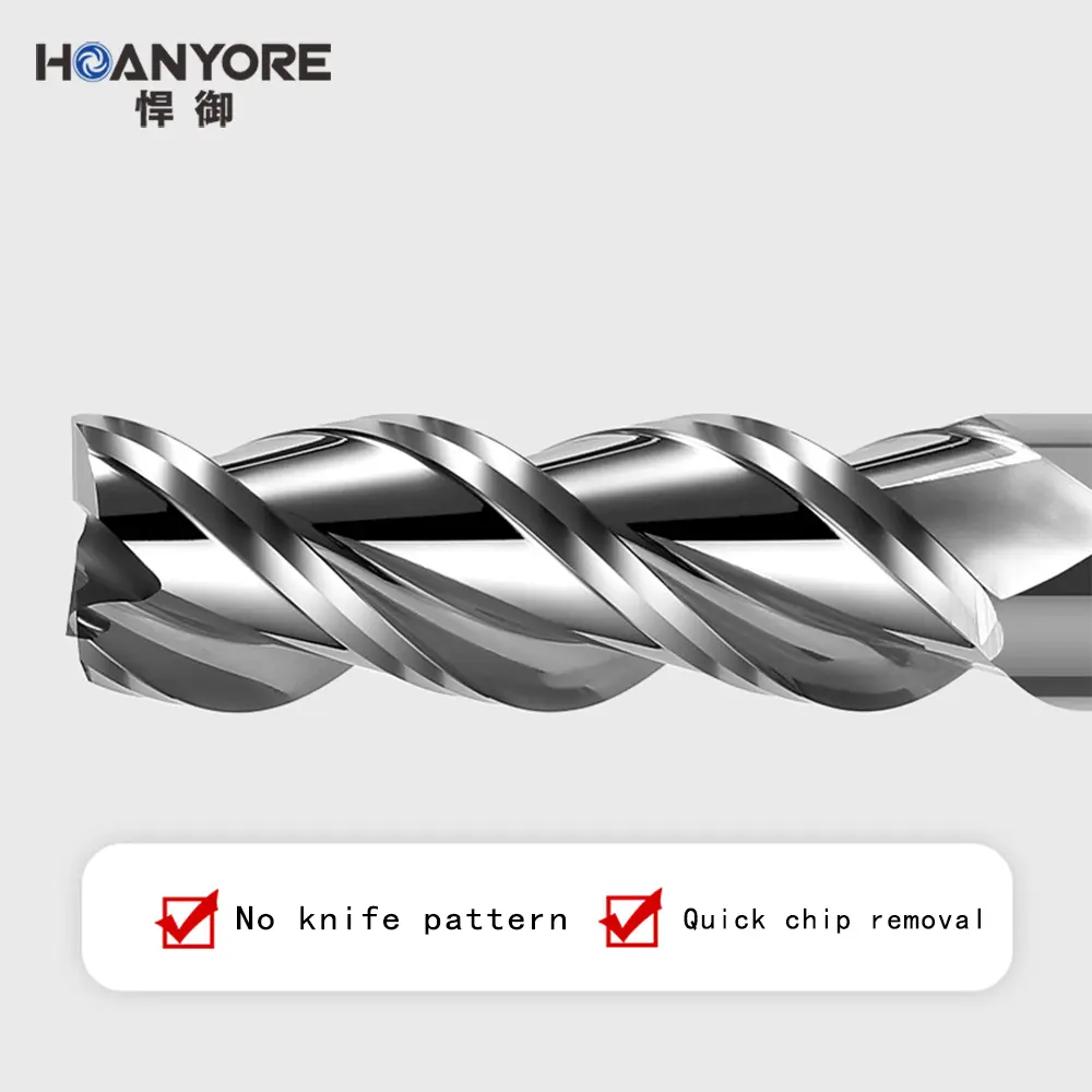 HOANYORE R0.5 ~ R10.0 3 Flauta de tungsteno de acero de aleación dura de fondo plano con revestimiento blanco fresa