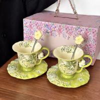 Ensemble de tasses à café en céramique, tasses en céramique embossées, ensemble de tasses en céramique