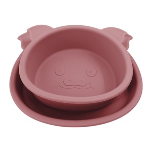 High Grade Custom Logo Children Dinnerware BPA Free Animal Pig Dishes Silicone Baby Suction Plate Bowl <b>Kid</b> Toddler Tableware - Product Image 5