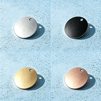 Ywyougang - Plaque ronde vierge en acier inoxydable sablé de 30 mm, à trou unique, gravable au laser, pour la fabrication de bijoux DIY