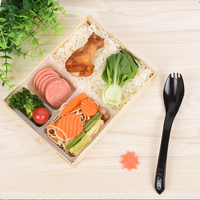 Boîte à lunch en bois, conteneur alimentaire pliable en bois avec intérieur et couvercle