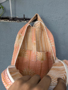 High Quality Lightweight Hand-Block Printed Quilted Cotton Backpack Bohemian College Ethnic Indian Floral Pattern Travel <b>Bag</b> - Product Image 4