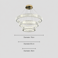 Lustre moderne de luxe en cristal sur mesure pour salon et villa, suspension annulaire, 3 couleurs changeantes, intensité variable avec télécommande