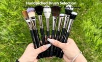 DailyQueen – Nouvel ensemble de 42 pinceaux de maquillage de luxe avec strass, pinceau éventail, poils synthétiques doux, manche en bois, pour application visage et yeux, logo personnalisé