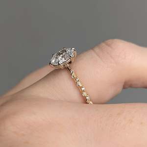 Anillo de Compromiso con Diamante Cultivado en Laboratorio, Corte Oval Brillante, para Mujer, Certificado IGI, Oro Amarillo, Oro Blanco, Oro Rosa, para Fiesta o Boda - Product Image 3