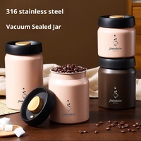 Commandez directement : Pot moderne de 500 ml en acier inoxydable 316, hermétique, anti-lumière, de qualité alimentaire, pour le stockage des grains de café et du thé, avec couvercle.
