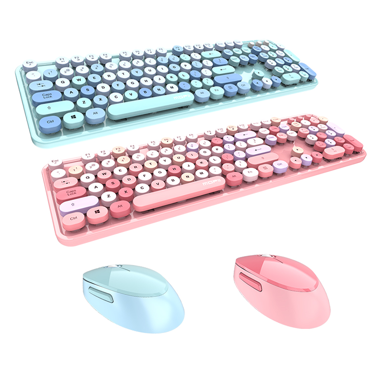 Latest Lovely Fashional Design Cute Mix Color Keyboard For Home Office Wireless Keyboard Mouse