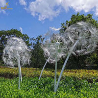 Ville jardin parc extérieur fleur en métal Art abstrait décoration Statues grande Sculpture de pissenlit en acier inoxydable