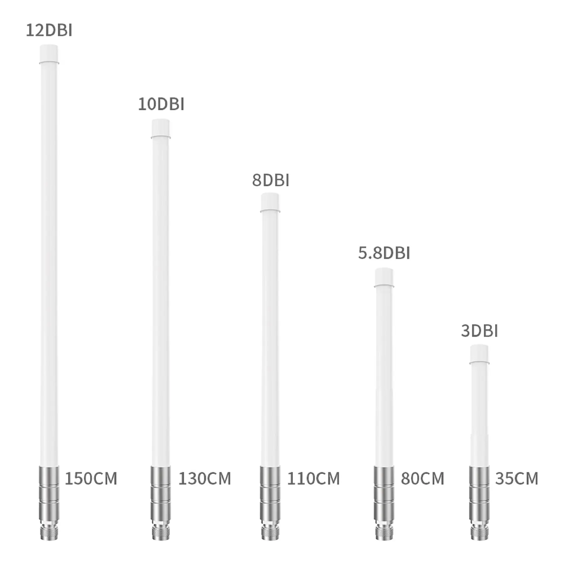 Antennes extérieures sans fil Wifi Lora en fibre de verre à gain élevé longue portée 433Mhz 868Mhz 915Mhz 2.4 Mhz 5.8Ghz 3G Lte 4G 5G 5Ghz Ghz Omni