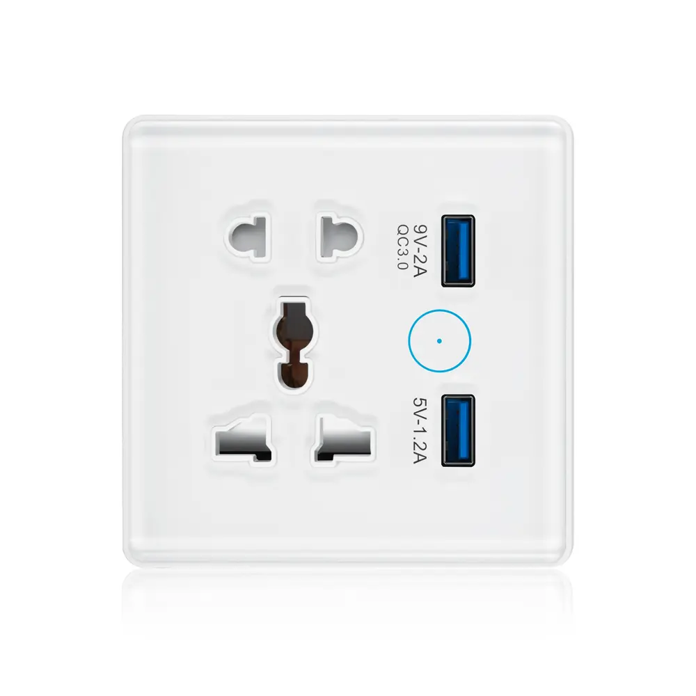 İngiltere akıllı 5 Pin wifi akıllı duvar anahtarları ve soket için Usb ile evrensel Modern ışık anahtarı
