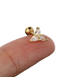 Orecchini a Perno in Zircone per Donna, Forma di Cuore, Chiusura a Vite, Anelli per Naso, Placcati in Oro, Regalo per Feste - Product Image 4