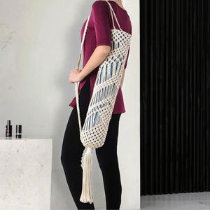 Bolsa de Yoga Grande de Algodón Tejido a Crochet, Tipo Tote, para Gimnasio y Fitness, Compatible con la Mayoría de las Esteras de Yoga - Product Image 3