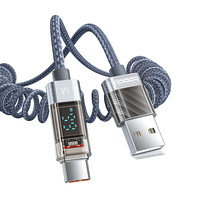Cable de Carga Rápida Retráctil USB-C de 6A Toocki, con Indicador de Carga Transparente, Trenzado de Aluminio y E-Marker para Laptop y Teléfono