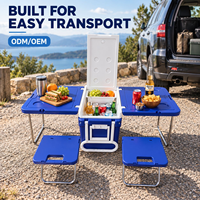 Glacière roulante 32L isotherme avec coque en PE et table pliante intégrée pour camping, vente en gros, conception personnalisée, OEM