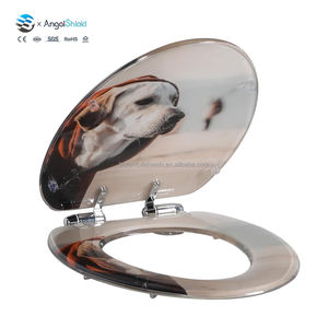 Siège de toilette pour chien en acrylique, couvercle de siège de toilette ovale, imprimé, fermeture douce, facile à nettoyer, durable, pour salle de bain moderne et amoureuse des animaux - Product Image 1