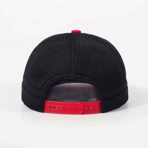 Meaufactures Custom Two Tone Black and Red <b>Flat</b> Brim Mesh 7 Panel Snapback Baseball <b>Cap</b> for <b>Men</b> - Product Image 4