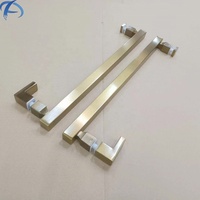 Poignée de porte carrée en acier inoxydable brossé doré, personnalisée en usine en Chine, pour porte de douche en verre Austin, avec porte-serviettes