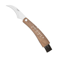 Couteau champignon pliant multifonction en stock Manche en bois Lame en acier inoxydable pour gaucher Passe au lave-vaisselle Cuisine antidérapante