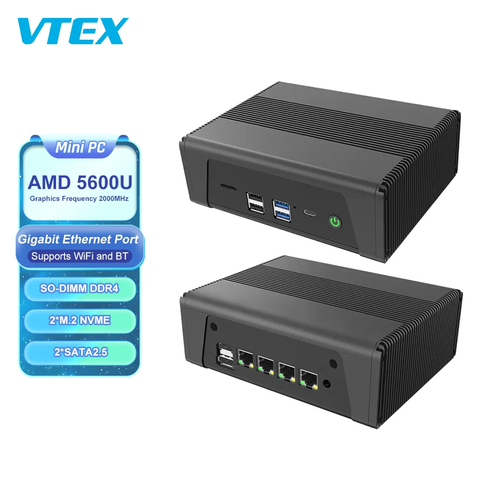 Rj45 2.5 Gigabit Ethernet porta quattro industriali Fanless Pc Thin Client Server Win10Pro Linux mini pc