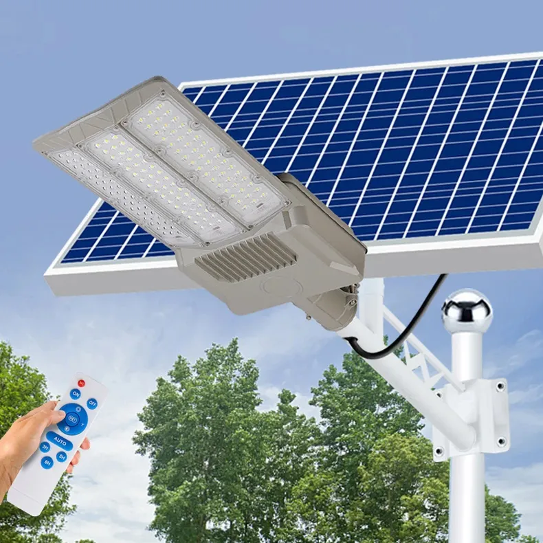 IP66 150W-200W LED الطاقة الشمسية ضوء الشارع القطب العالي للخارج تصميم طريق الحديقة الانبعاثات البيضاء الدافئة 12V DC امدادات الطاقة