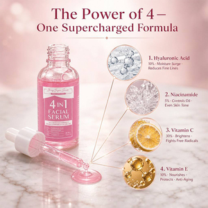 Sérum facial <span class=keywords><strong>4</strong></span> en 1 avec vitamine E, logo personnalisé, 30 ml, pour les fournisseurs de produits de beauté professionnels - Product Image 3