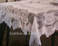 Nappe de Noël carrée en tricot imprimé avec dentelle en feuille jacquard, 54 x 72 pouces, blanche, pour la maison